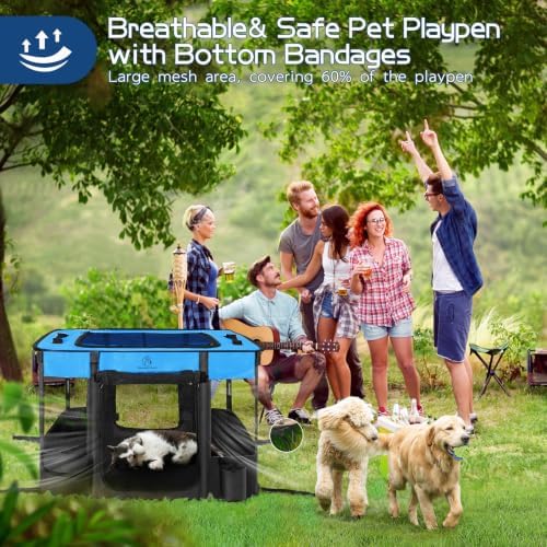 ROMANTIC BEAR Dog Playpen,Foldable Pet Puppy Cat Playpen,L(40"x32"x24") - Image 3