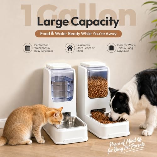 Automatic Cat Feeder, Pet Food Dispenser for Cats Dog (White) - Image 2
