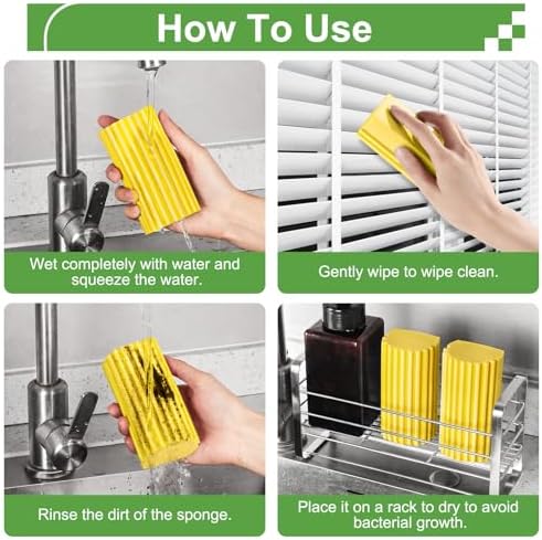 Jeymei Damp Clean Duster Sponge,4Pcs Dust Sponge for Cleaning,Gray & Yellow - Image 3
