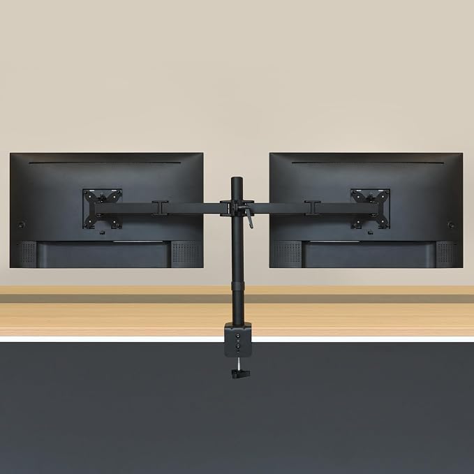 Amazon Basics Adjustable Dual Monitor Desk Mount, Supports up to 32 inch Monitors and 22 lbs per Arm, Adjustable Tension, VESA 75x75/100x100, Black - Image 7