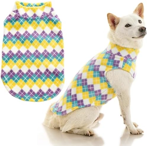 Gooby Stretch Fleece Vest Dog Sweater, Argyle Blue, 4X-Large by Gooby