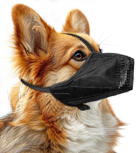 Dog Muzzle, Adjustable Soft Mesh Muzzle Anti-Biting, Chewing, Scavenging by Pawfun