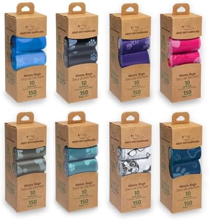 Best Pet Supplies Poop Bags for Dogs - Assorted Colors, 150 Count by BestPetSuppliesLLC