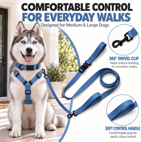 Dog Harness and Leash Set, No Pull Soft Lightweight PVC Puppy Harness, Adjustable Breathable Easy Walk Pet Harness for Small Medium Large Dogs - Image 4