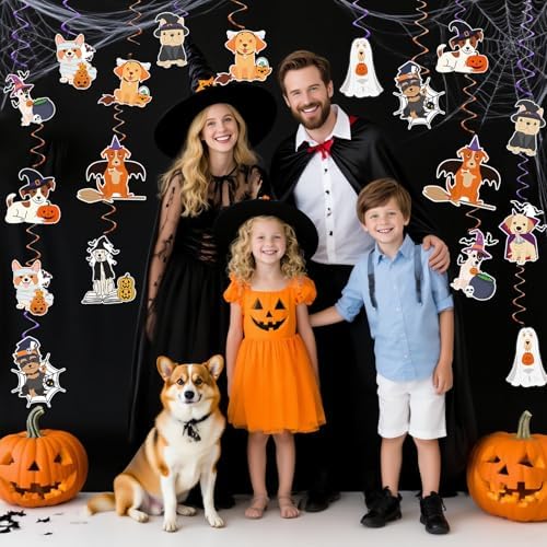Halloween Dog Party Decorations Dog Ghost Hanging Swirl Ceiling Decor for Halloween Pet Party, Puppy Ghost Hanging Decoration for Indoor Home Room Supplies - Image 7