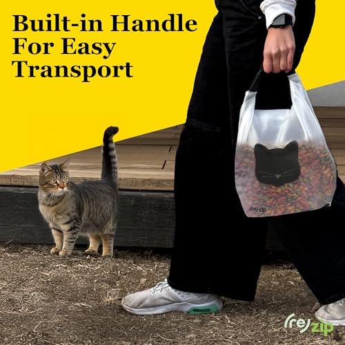 (re) zip Cat Food Storage Bag & Kibble Carrier, 14-Cup Roll Top, Black - Image 6