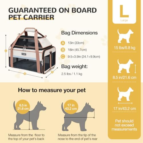 Lekereise Top-Expandable Pet Carrier 18x13x9.5 Inch Southwest Frontier Airline Approved Soft Sided Underseat to 15lbs Travel Carriers for Small Cats Dogs with Locking Safety Zippers Anti-Scratch Mesh - Image 3