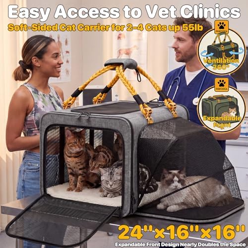 PAWZIDEA Expandable Large Pet Carrier, Soft-Sided 2–4 Cats Carrier Up 55lbs - Image 6