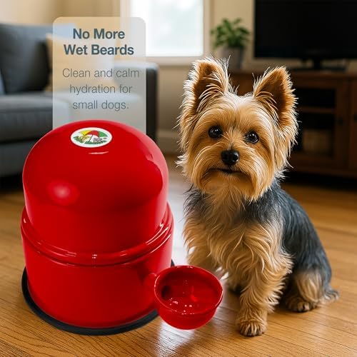 Pet Water Dispenser for Dogs and Cats, 47.3 oz – Gravity-Fed Aluminum Water Bowl, Prevents Wet Fur, Provides Continuous Fresh Water, Electrostatic Coated Finish, Vida Mansa (Red) - Image 5