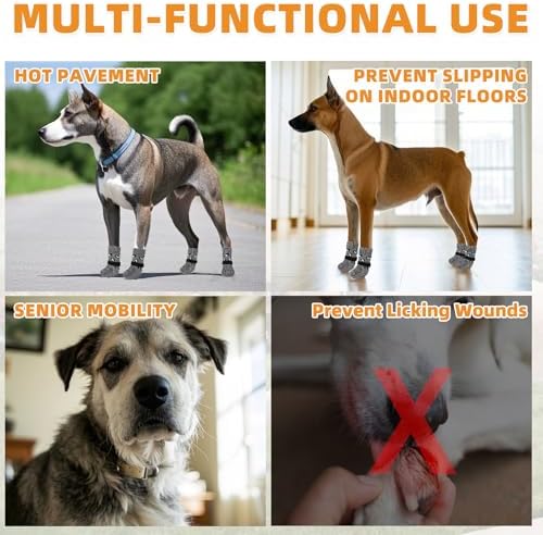 KOOLTAIL Anti Slip Dog Socks to Prevent Licking Paws,Dog Shoes for Hot Pavement & Hardwood Floors,Durable Soft Double Sided Grippy Socks for Small Medium Large Dogs, Traction Control for Senior Dogs - Image 3