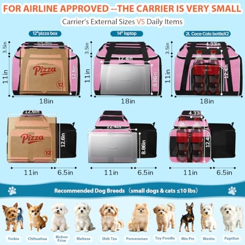 Petskd Top and Side Expandable Small Pet Carrier Airline Approved, Pink - Image 4