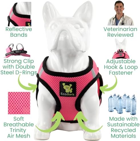 EcoBark XS Dog Harness, Soft Step in Extra Small Bubblegum Pink Vest - Image 4