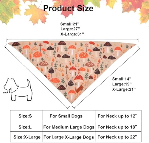 PTDECOR Black Fall Dog Bandana, Pumpkin Mushroom Design Dog Scarf, Small - Image 4
