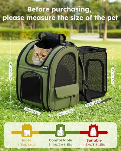 pecute Pet Backpack Expandable, Cat Carrier Backpack with Breathable Window - Image 2