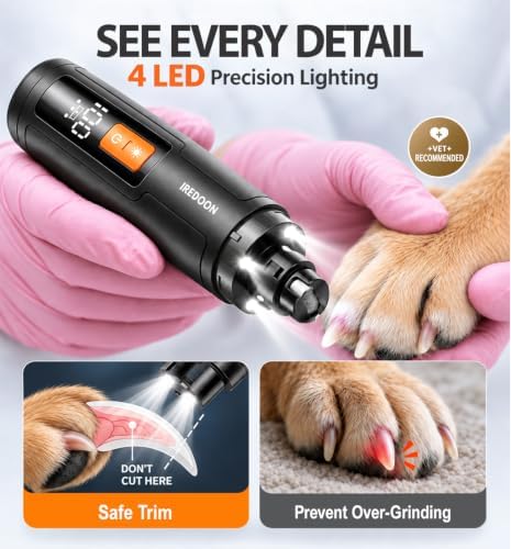 IREDOON Dog Nail Grinder with 4 LED Lights, 3 Speeds Super Quiet for Pets - Image 4