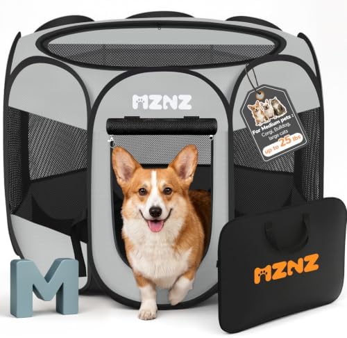 Dog Cat Small Animal Puppy Playpen Crate, Medium, Whole Grey by MZNZ