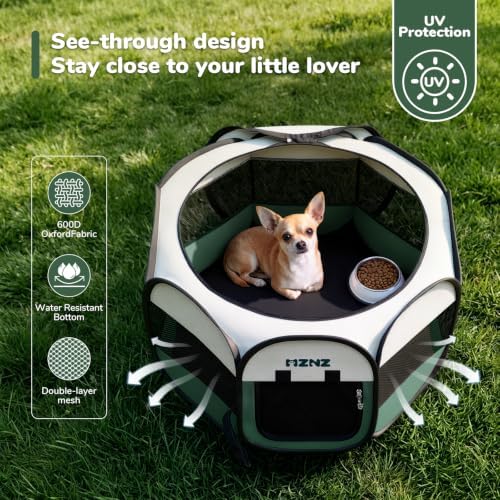 Dog Cat Small Animal Puppy Playpen Crate, Small, Dark Green - Image 6