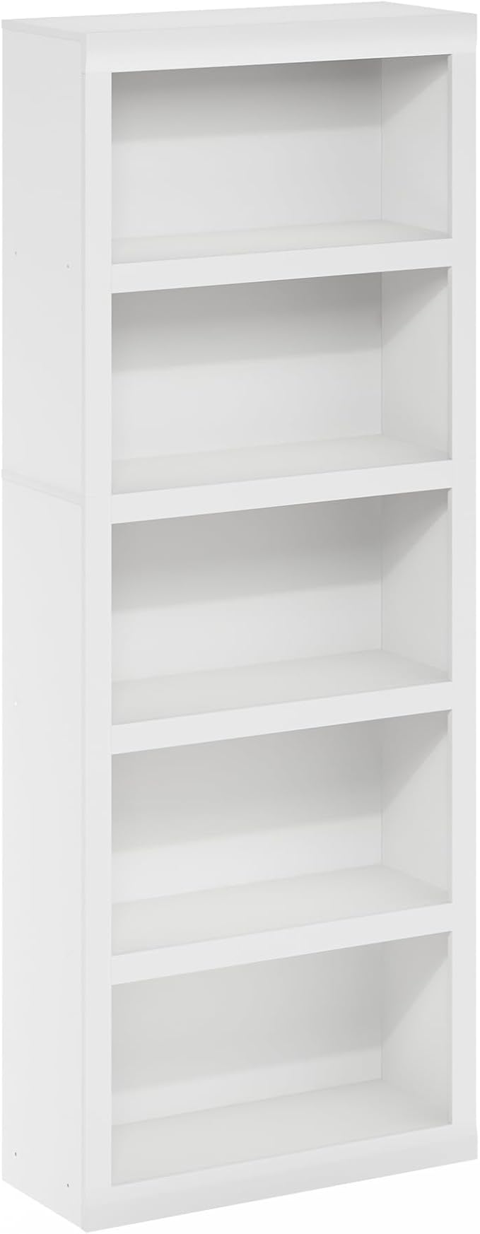 Furinno Rail 5-Tier Open Shelf Bookcase with Classic Style Edges, White - Image 6
