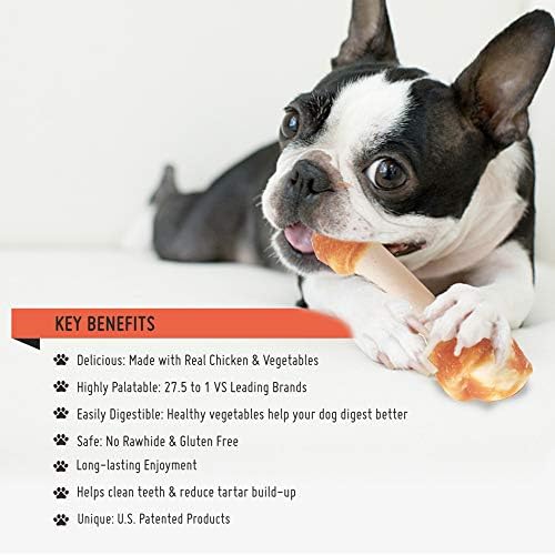 LuvChew Chicken Dog Chew Bones Medium, Rawhide Free, Grain Free, Made with Real Chicken & Wholesome Vegetables, Knotted Bones Medium 5pcs/Pack - Image 6