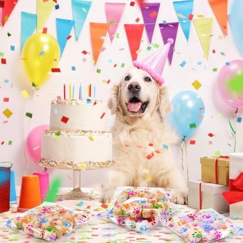 Pasimy 200 Pcs Dog Paw Treat Bags, Clear Self Adhesive Clear Colorful - Image 5