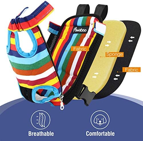Pawaboo Pet Carrier Backpack, Adjustable Pet Front Cat Dog Carrier Backpack Travel Bag, Legs Out, Easy-Fit for Traveling Hiking Camping for Small Medium Dogs Cats Puppies, Extra Large, Colorful Strips - Image 5