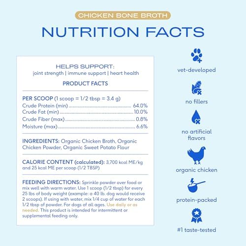 Native Pet Bone Broth for Dogs and Cats - Chicken Bone Broth Powder Dog Food Toppers for Picky Eaters - Provides Extra Nutrition for Joint Strength, Immune Support & Heart Health - 96 Scoops - Image 4