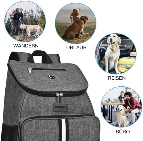 BAGLHER丨Dog Travel Bag, Airline Approved Pet Supplies Backpack, Dog Travel Backpack Accessories Set with 2 Silicone Collapsible Bowls and 2 Food Baskets, Gray - Image 6