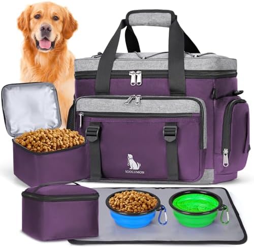 IGOLUMON Dog Travel Bag Pet Travel Bags Set for Supplies with Travel Bowls by IGOLUMON
