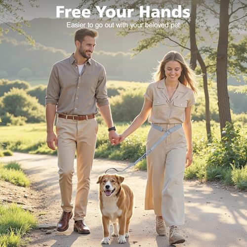 8.5ft Hands Free Dog Leash Adjustable for Medium Dogs, Grey - Image 2