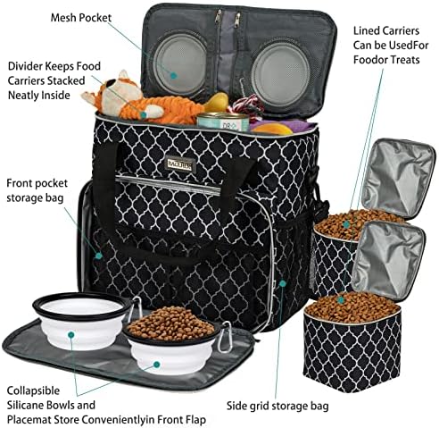 BAGLHER Dog Travel Bag, Pet Travel Bag (ALL Pet Travel Supplies), With 2 Pet Food Containers and 2 Collapsible Silicone Bowls; Essential Kits for Travel DLblack - Image 5
