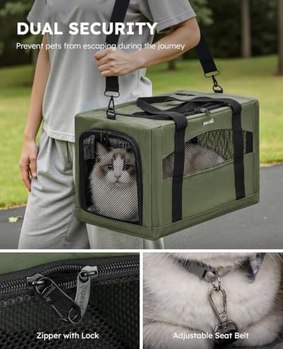 Pecute Cat Carrier Stable, Pet Carrier with Privacy Partition,Green - Image 3