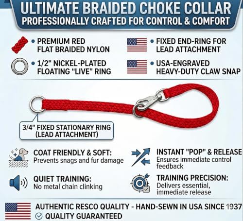 Resco Nylon Dominant Dog Collar for Training and Handling, 14", Red - Image 5