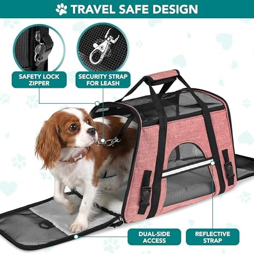 PetAmi Airline Approved Pet Carrier Cat Small Dogs, Large Heather White Red - Image 4