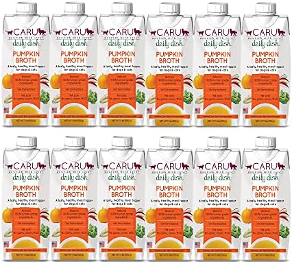 Caru - Daily Dish Pumpkin Broth - Meal Topper for Dogs & Cats - Supports Overall Pet Health - Pour-Over Broth for Wet/Dry Food - Human Grade Ingredients - Non-GMO - Made in USA - 12 Pack by CARU