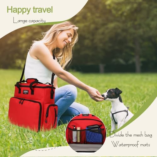 LARIPOP Dog Travel Bag Airline Friendly for Small Medium Large Dogs, Pet Travel Organizer with Collapsible Bowls Food Containers Mat, Waterproof Portable Tote for Dog Outdoor Travel - Image 6