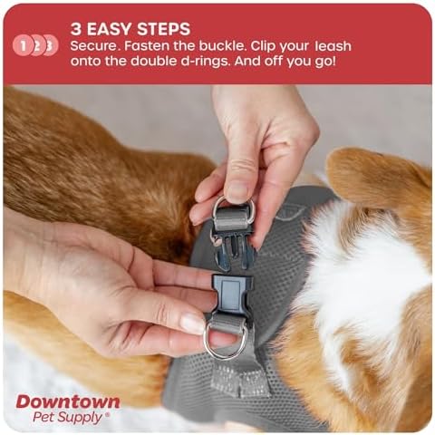 Downtown Pet Supply Step in Dog Harness No Pull, X-Large, Light Gray - Adjustable Harness with Padded Mesh Fabric and Reflective Trim - Buckle Strap Harness for Dogs - Image 5