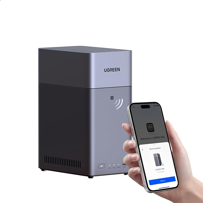 UGREEN NAS DH2300 2-Bay Desktop NAS, Support Capacity 64TB (Diskless) | Remote Access, AI Photo Album, Beginner Friendly System, 4GB RAM on Board,1GbE, 4K HDMI, Network Attached Storage (Diskless) by Unknown