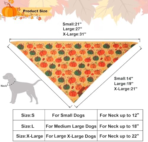 ADOGGYGO Fall Thanksgiving Dog Bandana Girl Boy, Pumpkin Bow Dog Scarf, L - Image 4