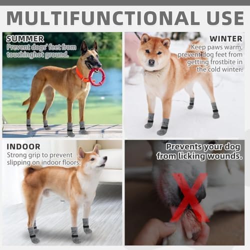 KOOLTAIL Dog Socks for Hot/Cold Pavement to Prevent Licking Paws for Small Medium Large Senior Dogs,Dog Boots&Paw Protector for Hardwood Floors Anti Slip,Traction Control No Twist Grip Booties L - Image 2