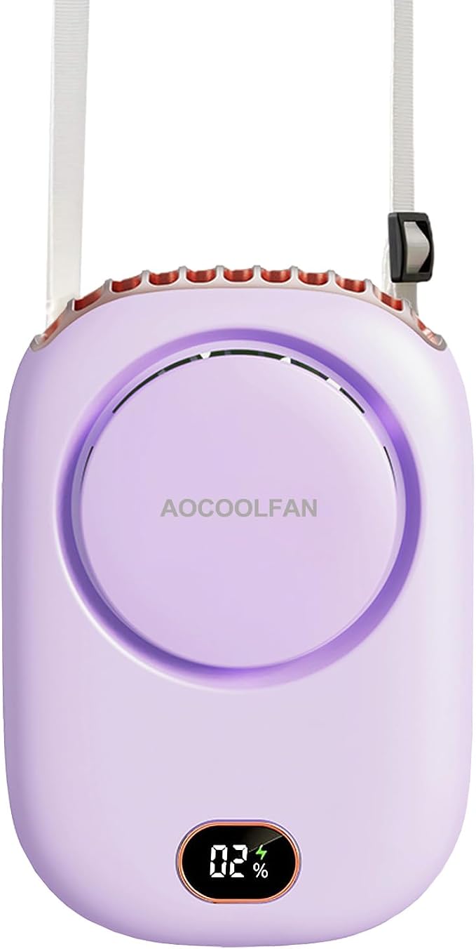 Portable Neck Fan, Mini Small Personal Handheld Fan USB Rechargeable 3 Speed for Girls Boys Woman Eyelash Travel Home Office Outdoor (purple) by AOCOOLFAN