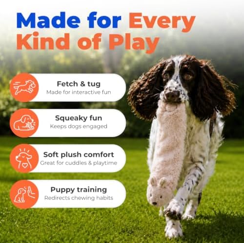Best Pet Supplies 2-in-1 Stuffless Squeaky Dog Toy - Hare, Medium - Image 4