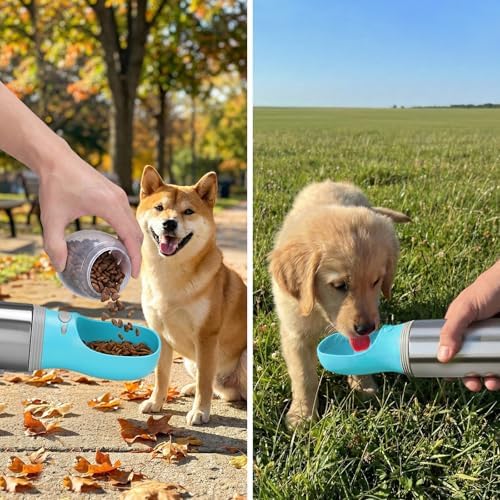 Portable Dog Water Bottle with Food Container, 14 OZ, Stainless Steel - Image 7