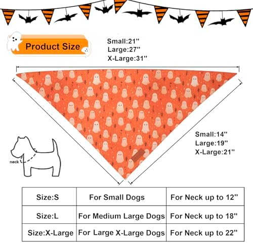 PTDECOR Halloween Dog Bandana, Ghost Pumpkin Dog Scarf, Large - Image 4