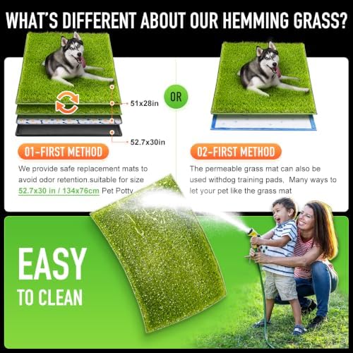 Hompet Artificial Grass for Dogs, 51"x28", Professional Dog Grass Mat, Easy to Clean with Drainage Holes, Potty Training Pad and Replacement Fake Grass Turf, Outdoor Rug Patio Lawn Decoration - Image 2