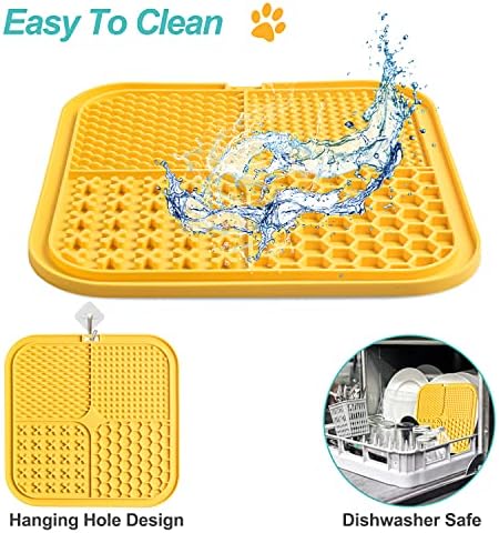 LUKITO 3PCS Licking Mat for Dogs & Cats with Suction Cups, Dog Peanut Butter Lick Pads for Anxiety Relief & Boredom Reducer, Slow Feeder Dog Bowls, Perfect for Bathing, Grooming and Training - Image 7