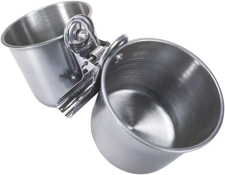 Bird Carrier, Portable Small Bird Parrot Parakeet Carrier with Standing Perch and Stainless Steel Tray, Side Access Window Collapsible (Silver, Clamp Cups) by halinfer