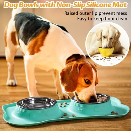 Hubulk Pet Dog Bowls 2 Stainless Steel Dog Bowl with No Spill Non-Skid Silicone Mat + Pet Food Scoop Water and Food Feeder Bowls for Feeding Small Medium Large Dogs Cats Puppies (Small, Mint Green) - Image 6