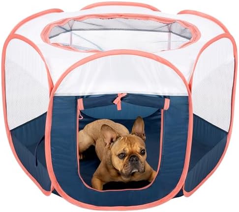 Furhaven Portable Dog Playpen Cat Tent, Pet Playground,Kennel Foldable Indoor Outdoor Zippered Puppy Crate - Navy, Small by FurHaven