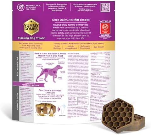 Yummy Combs Dog Dental Treats – Vet VOHC Approved – Delicious Chicken Protein – Removes Tartar with Cleaning Comb Shape – Dental Dog Treats for Large Dogs (36oz, 27 Count) - Image 2