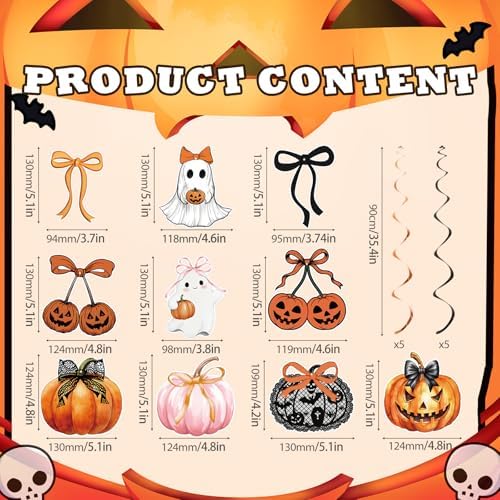 Halloween Party Decorations Bows and Pumpkins Banner Decor Spooky Cute Halloween Party Supplies for Girls or Kids Indoor Trick or Treat Celebration - Image 2